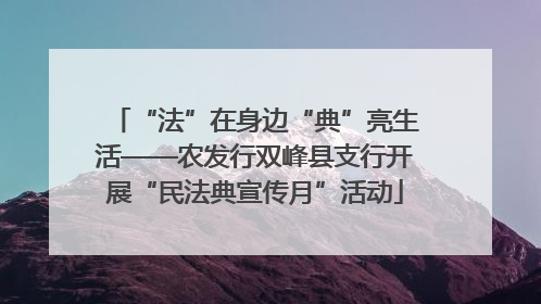 “法”在身边“典”亮生活——农发行双峰县支行开展“民法典宣传月”活动