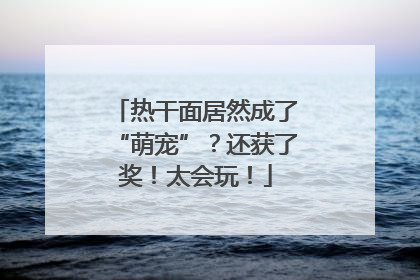 热干面居然成了“萌宠”？还获了奖！太会玩！