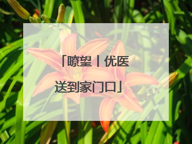 瞭望丨优医送到家门口
