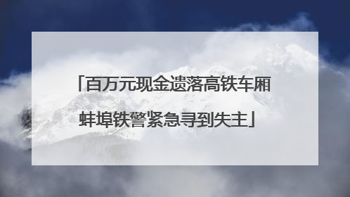 百万元现金遗落高铁车厢 蚌埠铁警紧急寻到失主