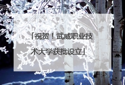 祝贺！武威职业技术大学获批设立