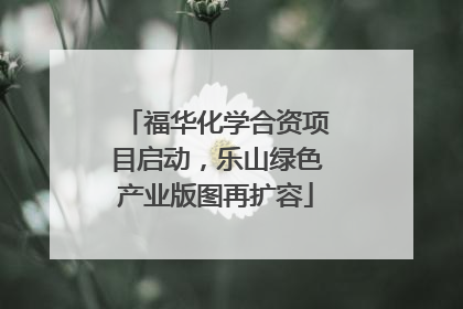 福华化学合资项目启动，乐山绿色产业版图再扩容
