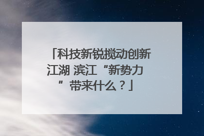 科技新锐搅动创新江湖 滨江“新势力”带来什么？