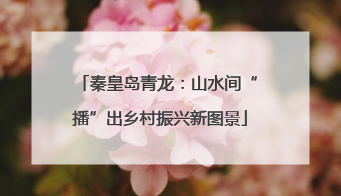 秦皇岛青龙：山水间“播”出乡村振兴新图景