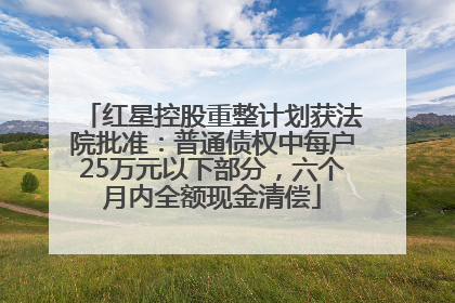 红星控股重整计划获法院批准：普通债权中每户25万元以下部分，六个月内全额现金清偿