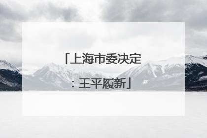 上海市委决定：王平履新