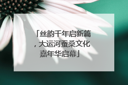 丝韵千年启新篇，大运河蚕桑文化嘉年华启幕