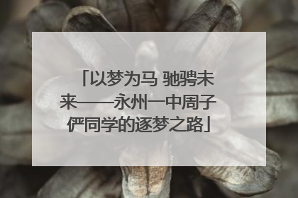 以梦为马 驰骋未来——永州一中周子俨同学的逐梦之路