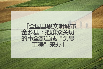 全国县级文明城市金乡县：把群众关切的事全部当成“头号工程”来办