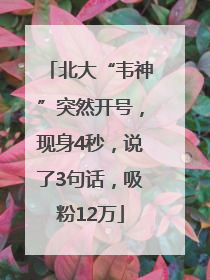 北大“韦神”突然开号，现身4秒，说了3句话，吸粉12万