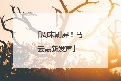周末刷屏！马云最新发声