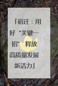 宿迁：用好“关键一招” 释放高质量发展新活力