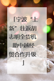 宁波“上新”往返胡志明全货机 助中越经贸合作升级
