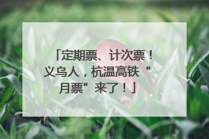 定期票、计次票！义乌人，杭温高铁“月票”来了！
