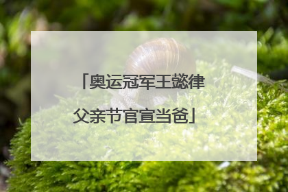 奥运冠军王懿律父亲节官宣当爸