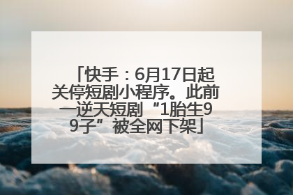 快手：6月17日起关停短剧小程序。此前一逆天短剧“1胎生99子”被全网下架