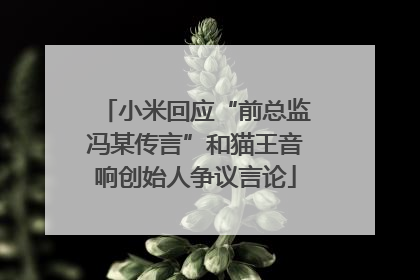 小米回应“前总监冯某传言”和猫王音响创始人争议言论