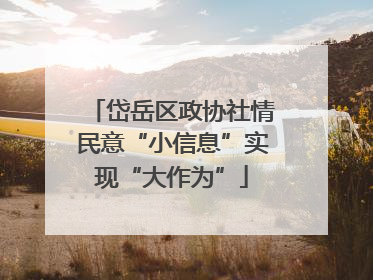 岱岳区政协社情民意“小信息”实现“大作为”