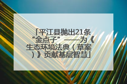 平江县抛出21条“金点子”——为《生态环境法典（草案）》贡献基层智慧