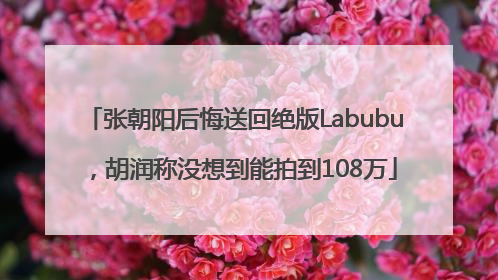 张朝阳后悔送回绝版Labubu，胡润称没想到能拍到108万