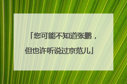 您可能不知道张鹏，但也许听说过京范儿