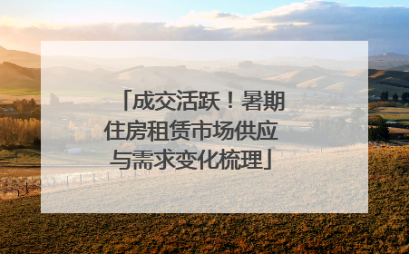 成交活跃！暑期住房租赁市场供应与需求变化梳理