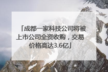 成都一家科技公司将被上市公司全资收购，交易价格高达3.6亿