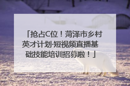 抢占C位！菏泽市乡村英才计划·短视频直播基础技能培训招募啦！