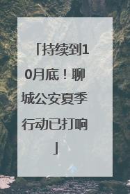 持续到10月底！聊城公安夏季行动已打响
