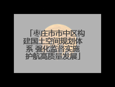 枣庄市市中区构建国土空间规划体系 强化监督实施护航高质量发展