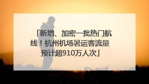 新增、加密一批热门航线！杭州机场暑运客流量预计超910万人次