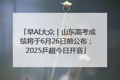 早AI大众｜山东高考成绩将于6月26日前公布；2025乒超今日开赛