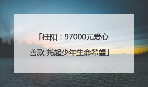 桂阳：97000元爱心善款 托起少年生命希望