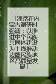 潘岳在内蒙古调研时强调：以推进中华民族共同体建设为主线推动边疆民族地区高质量发展