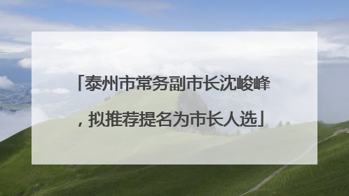 泰州市常务副市长沈峻峰，拟推荐提名为市长人选