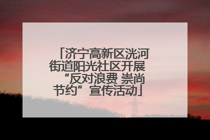 济宁高新区洸河街道阳光社区开展“反对浪费 崇尚节约”宣传活动