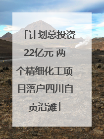 计划总投资22亿元 两个精细化工项目落户四川自贡沿滩