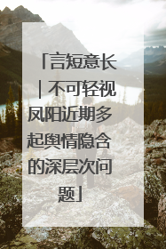 言短意长｜不可轻视凤阳近期多起舆情隐含的深层次问题