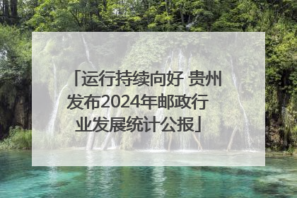 运行持续向好 贵州发布2024年邮政行业发展统计公报