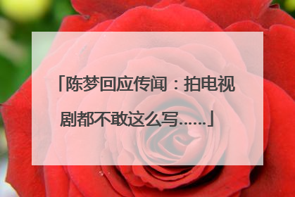 陈梦回应传闻：拍电视剧都不敢这么写……