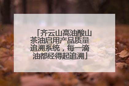 齐云山高油酸山茶油启用产品质量追溯系统，每一滴油都经得起追溯