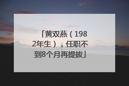黄双燕（1982年生），任职不到8个月再提拔