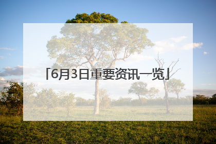 6月3日重要资讯一览